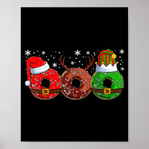 Santa Reindeer Elf Donut Doughnut Christmas Womens Poster