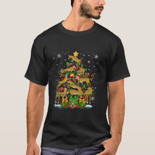 Santa Reindeer Elf Leopards Christmas Tree Lights  T-Shirt