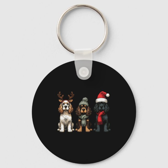 Santa Reindeer Er Spaniel Christmas Er Lover Pajam Keychain (Front)