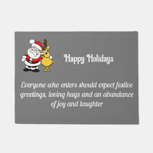Santa & Reindeer Festive Greeting Doormat