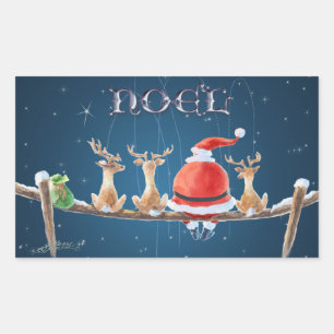 SANTA & REINDEER FISHING by SHARON SHARPE Sticker