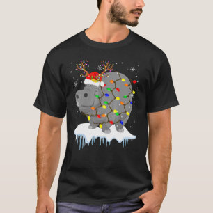 Santa Reindeer Hippo Xmas Light Santa Reindeer Hip T-Shirt