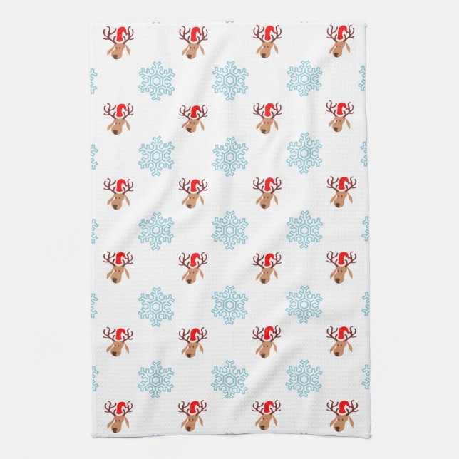 santa reindeer kitchen towel (Vertical)