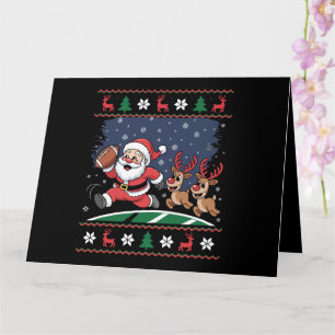 Santa Reindeer Play American Football Ugly Xmas Card