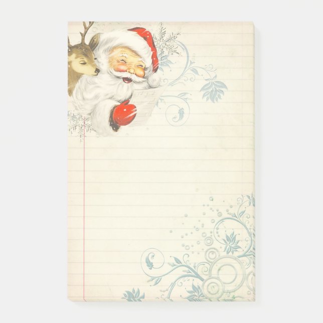 Santa & Reindeer Post-It Note Sticky Note Pad (Front)