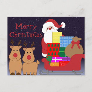 Santa & Reindeer Postcard