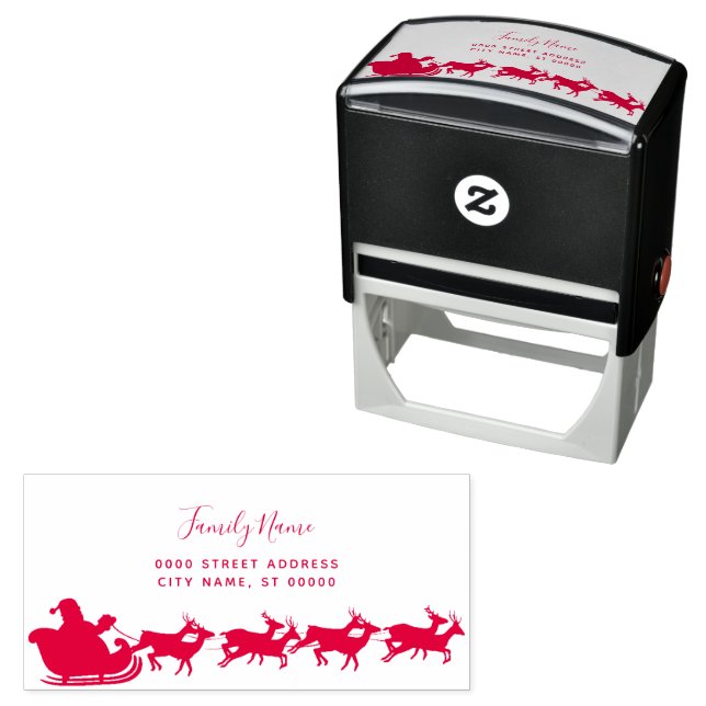 Santa Reindeer Return Address Self-inking Stamp (In Situ)
