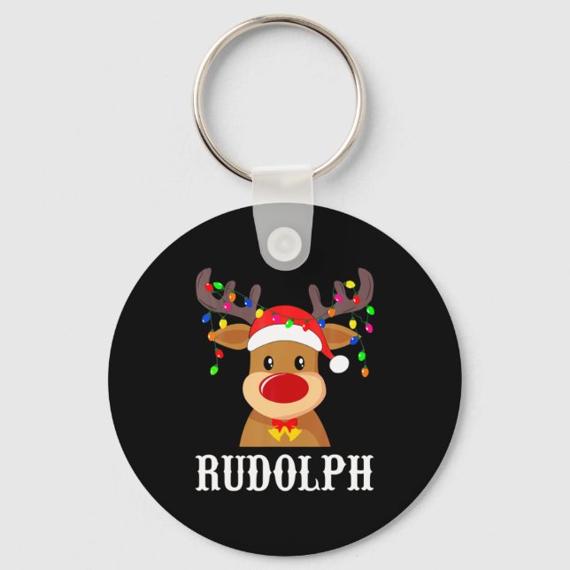 Santa Reindeer Rudolph Xmas Group Costume  Keychain (Front)