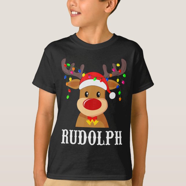Santa Reindeer Rudolph Xmas Group Costume  T-Shirt (Front)