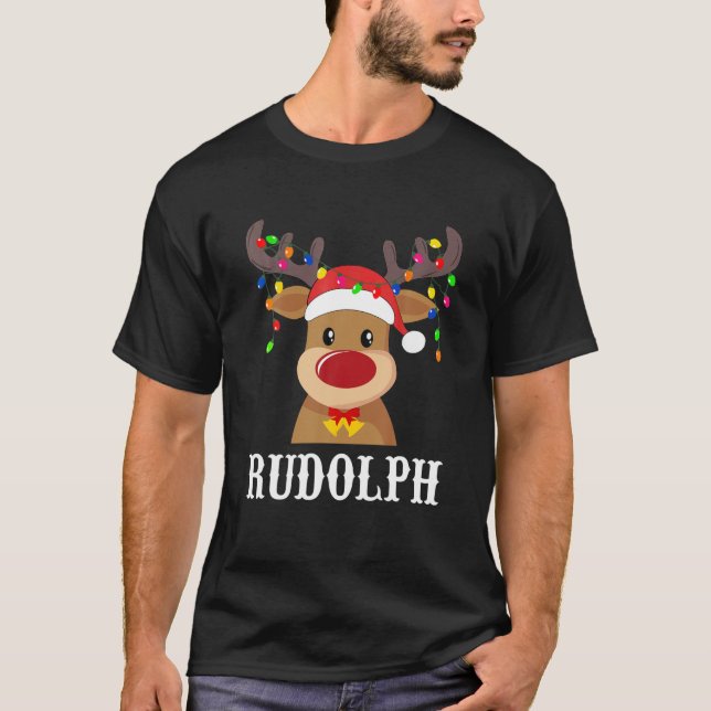 Santa Reindeer Rudolph Xmas Group Costume T-Shirt (Front)