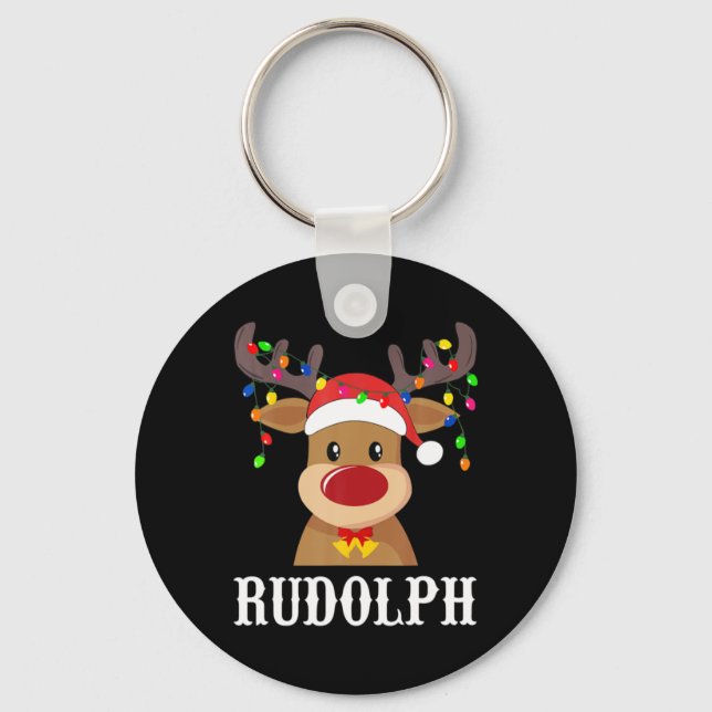 Santa Reindeer Rudolph Xmas Group Costume T Shirt  Keychain (Front)