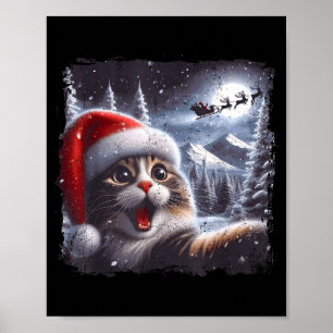 Santa Reindeer Selfie Cat Funny Christmas Tee  Poster
