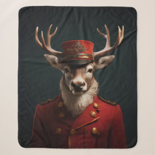 Santa Reindeer Sherpa Blanket