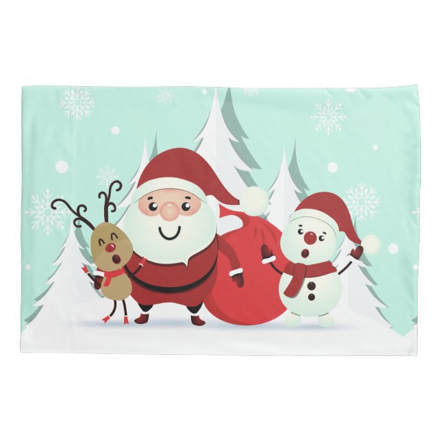 Santa, Reindeer & Snowman pillowcases (Back)
