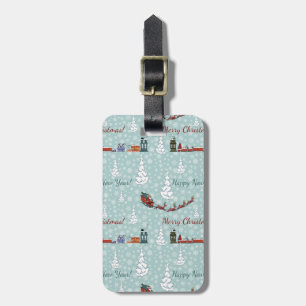santa reindeer team luggage tag