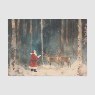 Santa Reindeer Vintage Christmas Tissue Paper