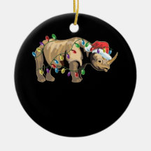 Santa Rhino Christmas Lights Rhino Lover Christmas