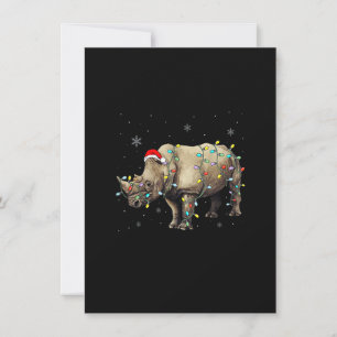Santa Rhino Christmas Lights Rhino Lover Xmas Funn Invitation