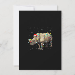 Santa Rhino Christmas Lights Rhino Lover Xmas Funn Invitation