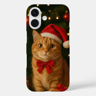 Santa Ribbon Cat iPhone 16 Case