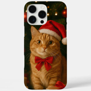 Santa Ribbon Cat iPhone 16 Pro Max Case