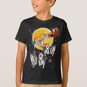Santa Ride Sleigh Siberian Husky Christmas Dog Lov T-Shirt