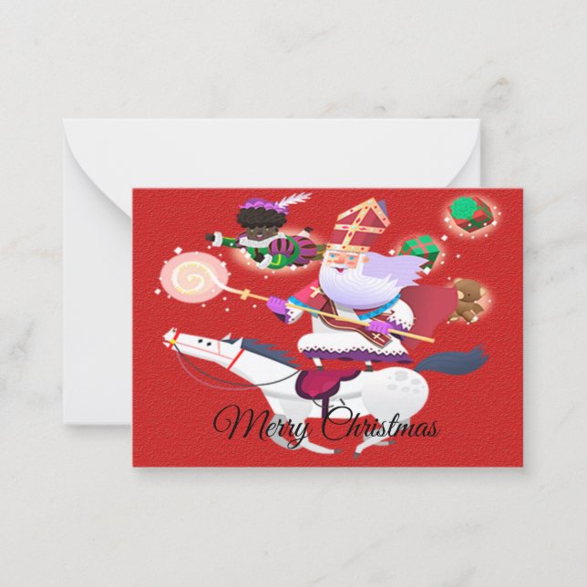 Santa Ride White Horse Christmas Cards (Front)