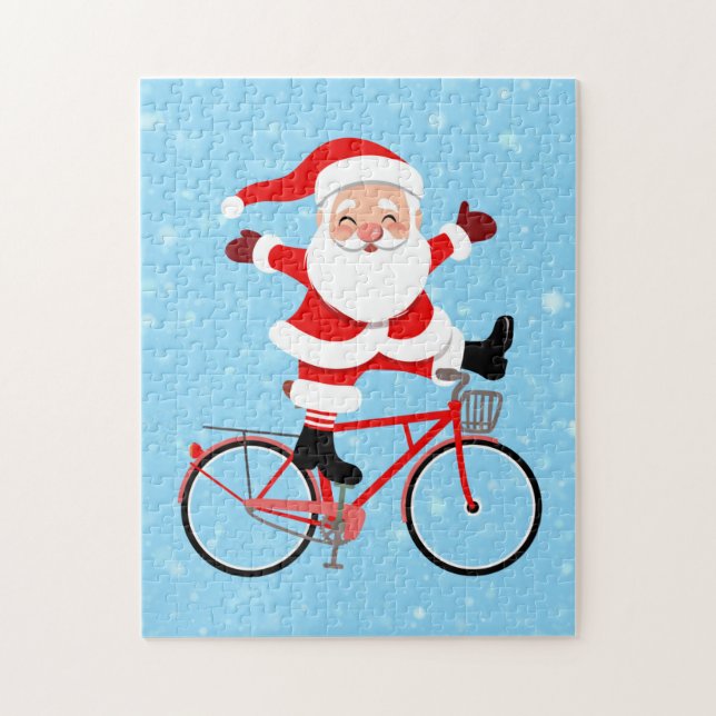 Santa rides a Bicycle Jigsaw Puzzle (Vertical)