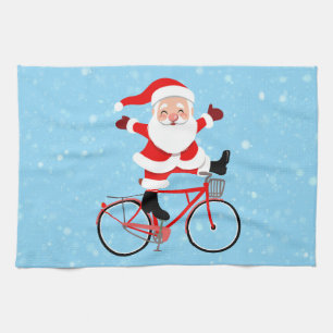 Santa rides a Bicycle Kitchen Towel