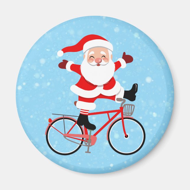 Santa rides a Bicycle Magnet (Front)