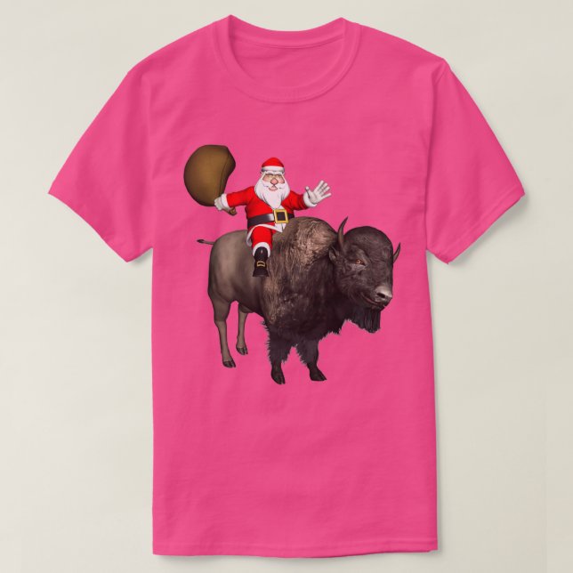 Santa Riding A Bison  T-Shirt (Design Front)