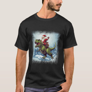Santa Riding A Dinosaur T-rex Funny Christmas T-Shirt
