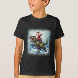 Santa Riding A Dinosaur T-rex Funny Christmas  T-Shirt