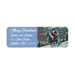 Santa Riding a Horse Through Snow