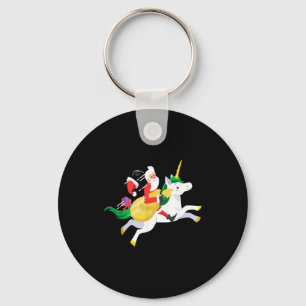 Santa Riding A Unicorn Funny Christmas Gift  Keychain