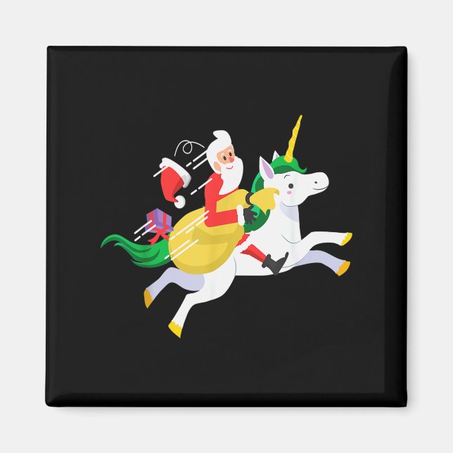 Santa Riding A Unicorn Funny Christmas Gift  Magnet (Front)