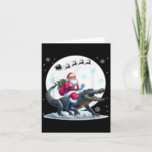 Santa Riding Alligator Christmas Moon Matching Kid Card
