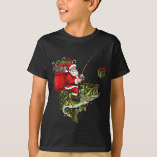 Santa Riding B Fish Christmas Fishing Funny Xmas P T-Shirt