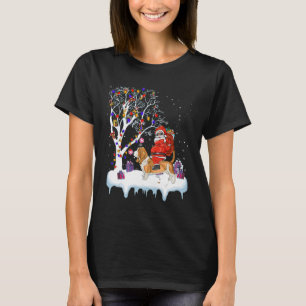 Santa Riding Basset Hound Dog Tree Lights Basset H T-Shirt