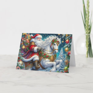 Santa Riding Beautiful Arabian Horse Holiday Card