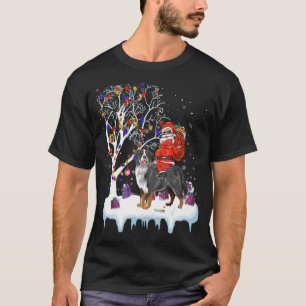 Santa Riding Bernese Mountain Dog Tree Lights T-Shirt