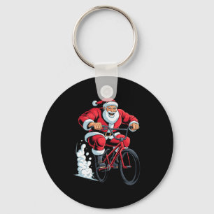 Santa Riding Bmx Lover Funny Holiday Christmas Xma Keychain