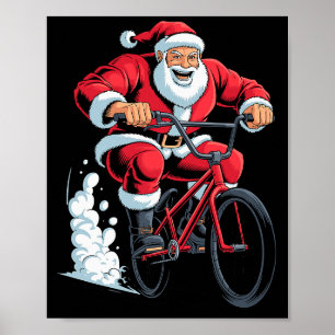 Santa Riding Bmx Lover Funny Holiday Christmas Xma Poster