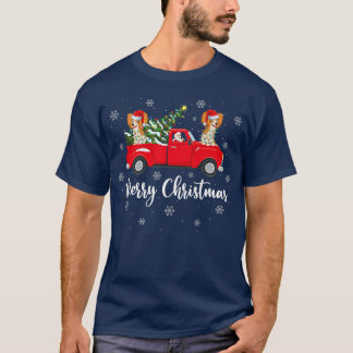 Santa Riding Christmas Tree Truck Papillon Dog Chr T-Shirt