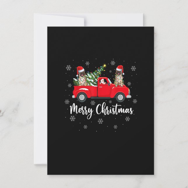 Santa Riding Christmas Tree Truck Pug Dog Christma Invitation (Front)