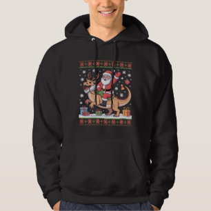 Santa Riding Dinosaur Christmas Art Hoodie
