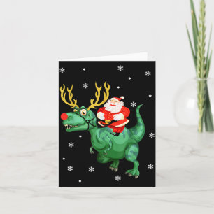 Santa Riding Dinosaur Funny Merry Christmas Lover  Card