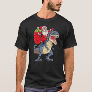 Santa Riding Dinosaur rex Christmas Xmas Holiday B T-Shirt