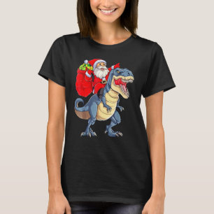 Santa Riding Dinosaur Rex Christmas Xmas T-Shirt