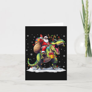 Santa Riding Dinosaur T Rex Christmas Boys Men Xma Card